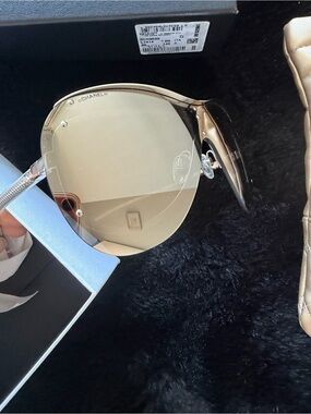 Chanel Gold Mirrored Round Sunglasses
